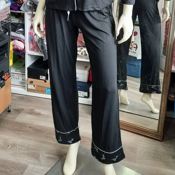 NEW Baby Phat Ladies Black Loungewear Pajama Top & Pants Set Sz Large - Picture 7 of 16